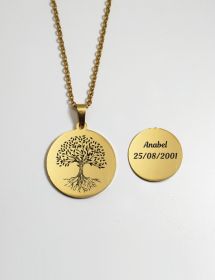Colgante Dorado Personalizado Árbol de la Vida
