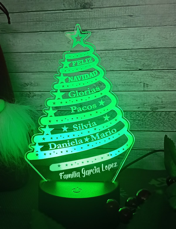 Lámpara árbol de navidad personalizado.