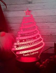 Lámpara LED Árbol Navidad nombres familia.