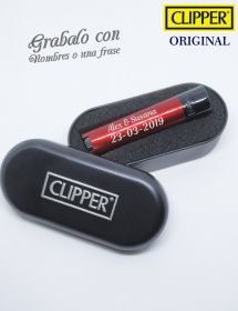 Clipper Rojo Metálico Grabado.