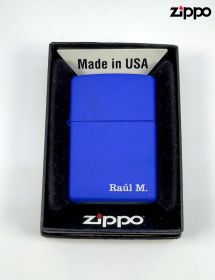 Zippo Azul grabado nombre.