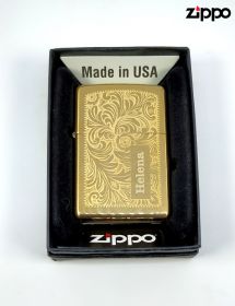Zippo premium dorado grabado con nombre.