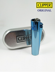 Clipper Personalizado Metálico Azul Brillo.