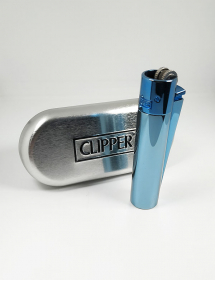 Clipper Grabado Metálico Azul Brillo.