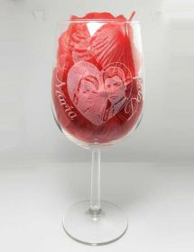 Copa de Vino grabada foto corazón.