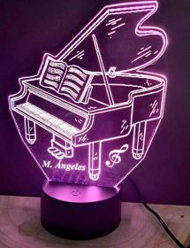 Lámpara 3D LED Piano personalizado.