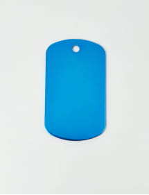Chapa aluminio grabada azul.